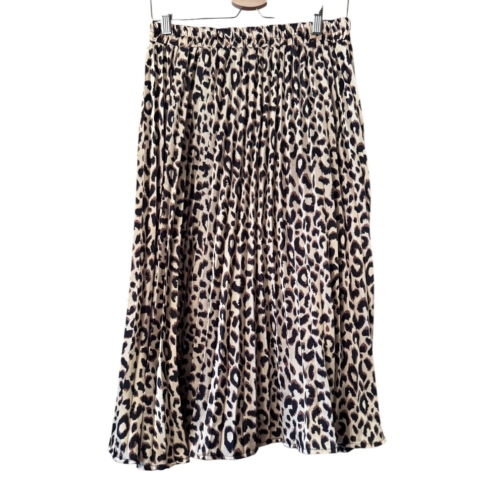 Sadie & Love Leopard Print Midi Skirt Animal Print Elastic Waist Size L Mobwife